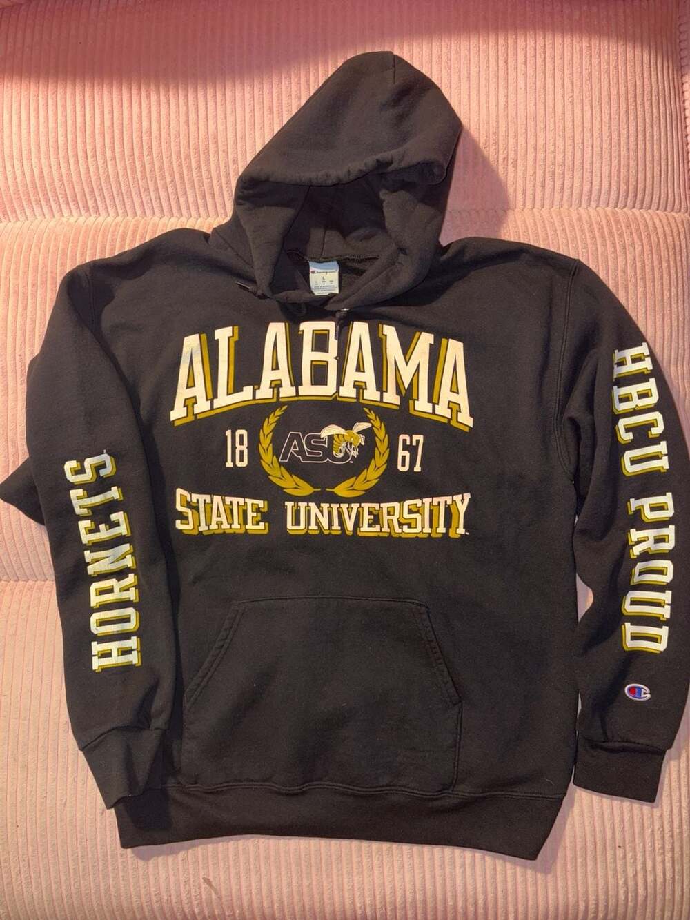 Champion Mens Black Alabama State University Hornets Powerblend Hoodie